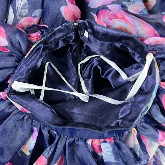 🚫SOLD! NEW! |•MADISON JAMES•| Navy Floral Print Two Piece Formal Prom Dress - Picture 9 of 12